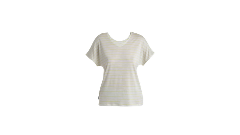Icebreaker Merino Drayden Reversible SS Top Stripe - Womens, Ecru Heather/Glazen/S, Medium, IB0A56ZWB78M