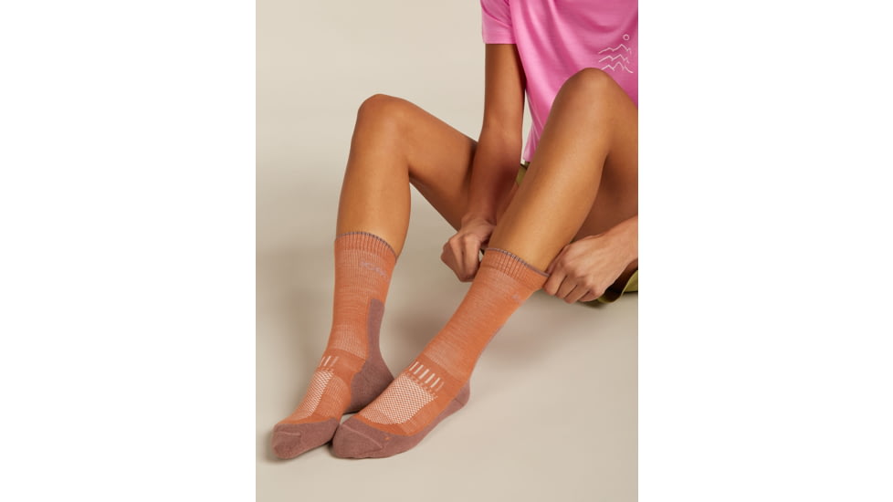 Icebreaker Merino Hike+ Light Crew Socks - Mens, Dusty Clay/Carob, Large, IB0A578O0D7L