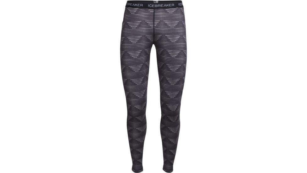Icebreaker Oasis Leggings Diamond Line - Women's-Blizzard Heather/Black-X-Small