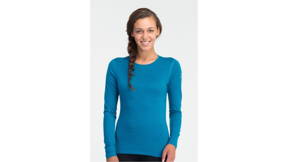 Icebreaker Oasis Long Sleeve Stripe Crewe Top - Women's-Cruise-Large
