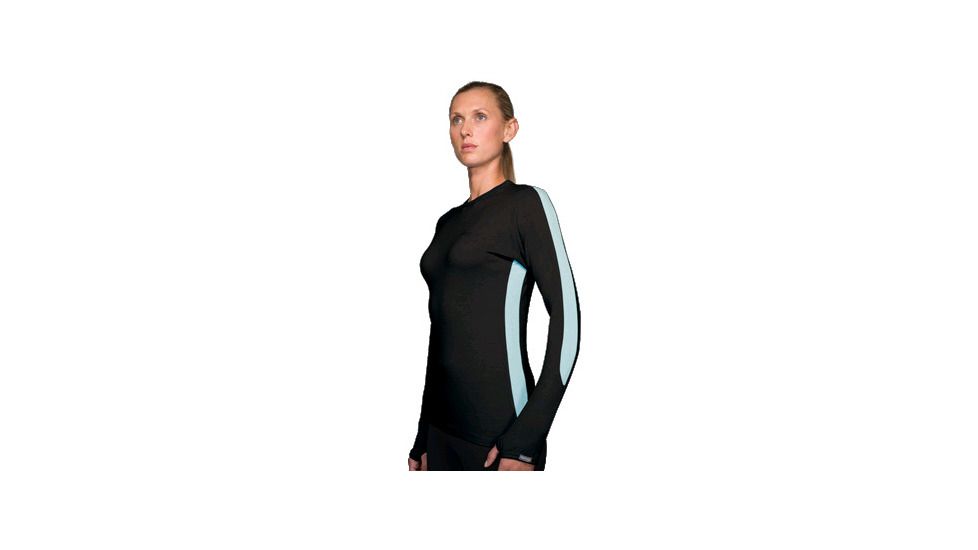 Icebreaker Olympia Crew Long Sleeve - Women's-Black/Snow-X-Small