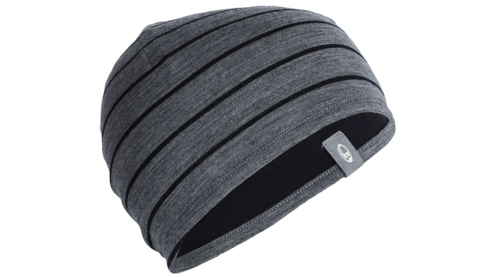 Icebreaker Pocket Hat - Unisex-Gritstone Heather/Black Stripe-One Size