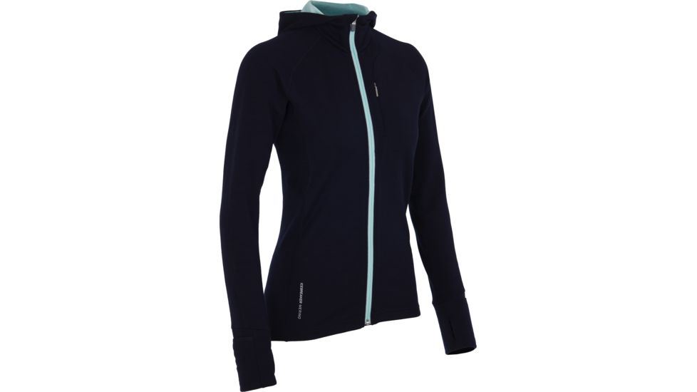 Icebreaker Quantum Long Sleeve Zip Hood Clearance - Women's-Admiral/Teardrop-Small