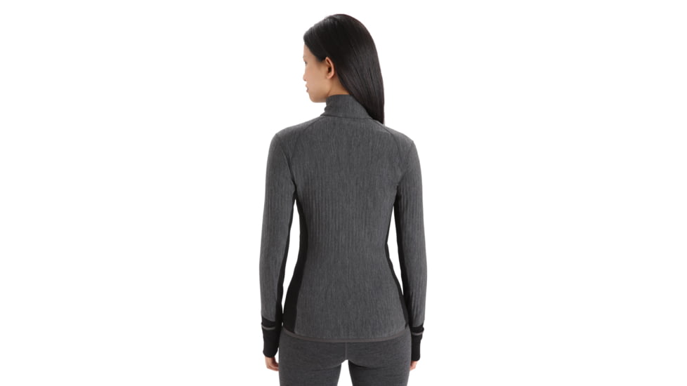Icebreaker RealFleece Descender Long Sleeve Zip Jacket - Womens, Jet Heather/Black, Medium, IB103900A01M