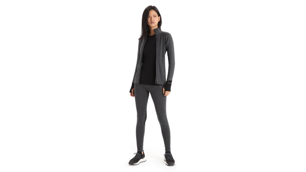 Icebreaker RealFleece Descender Long Sleeve Zip Jacket - Womens, Jet Heather/Black, Medium, IB103900A01M