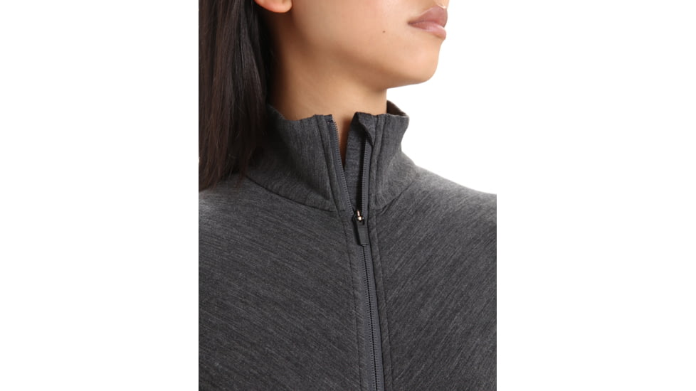 Icebreaker RealFleece Descender Long Sleeve Zip Jacket - Women's, Jet Heather/Black, Medium, IB103900A01M