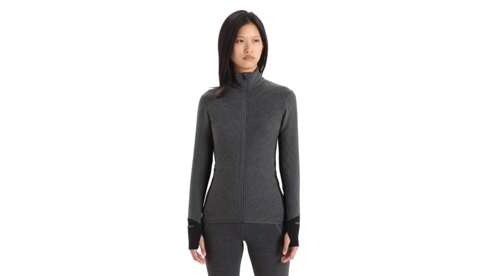 Icebreaker RealFleece Descender Long Sleeve Zip Jacket - Womens, Jet Heather/Black, Medium, IB103900A01M