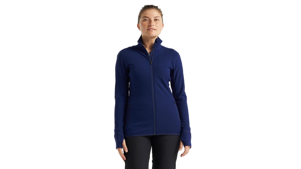 Icebreaker RealFleece Descender Long Sleeve Zip Jacket - Womens, Royal Navy, Small, IB103900466S