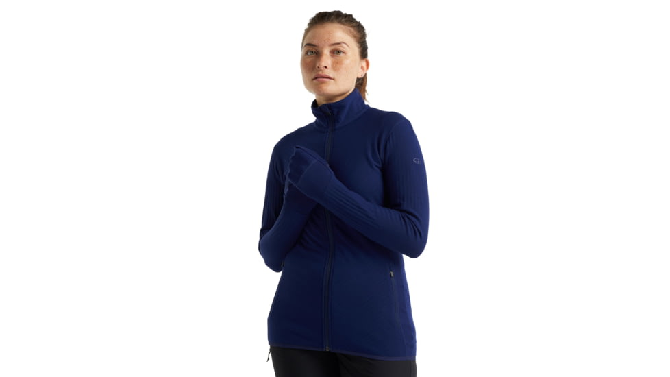 Icebreaker RealFleece Descender Long Sleeve Zip Jacket - Womens, Royal Navy, Small, IB103900466S