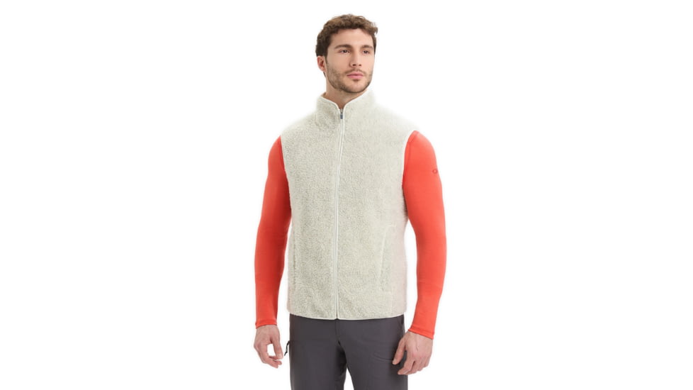 Icebreaker RealFleece Merino High Pile Vest - Mens, Ecru Heather/Snow, 2XL, IB0A56NZ227XXL