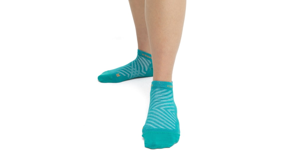 Icebreaker Run+ Ultralight Micro Socks - Womens, Flux Green/Solar, Medium, IB104215895M