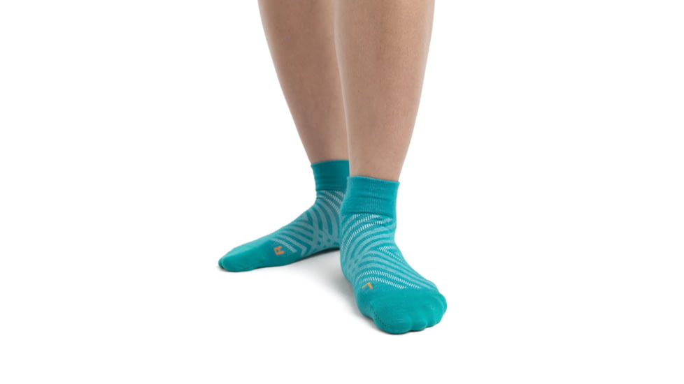 Icebreaker Run+ Ultralight Mini Socks - Womens, Flux Green/Solar, Large, IB104216895L