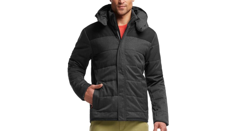 Scout Long Sleeve Zip Hood Jacket - Mens-Jet Heather/Black-Medium