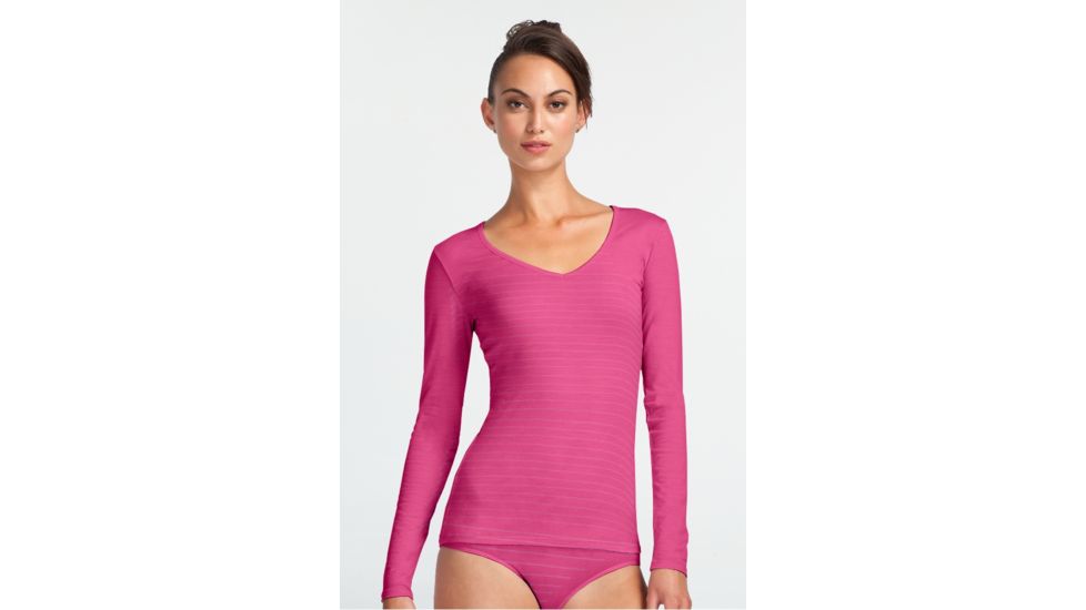 Icebreaker Siren Long Sleeve Sweetheart Stripe Top - Women's-Magenta Overdye-Large