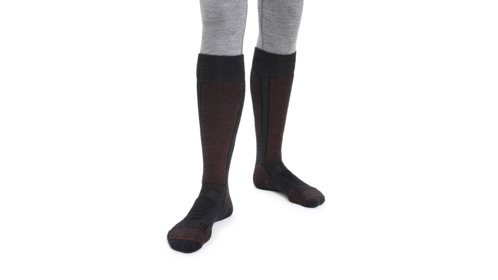Icebreaker Ski+ Medium Over The Calf Socks - Men's, Jet Heather/Espresso/Black, Extra Large, IB104884263XL