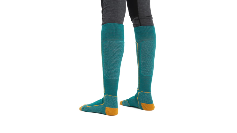 Icebreaker Ski+ Medium Over The Calf Socks - Womens, Flux Green/Solar/Ether, Small, IB104881958S