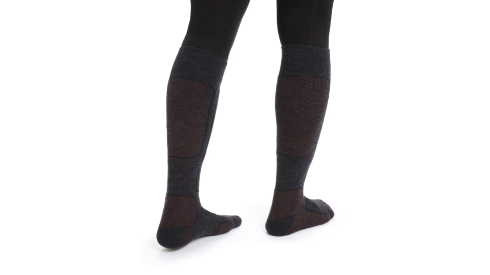 Icebreaker Ski+ Medium Over The Calf Socks - Women's, Jet Heather/Espresso/Black, Large, IB104881263L