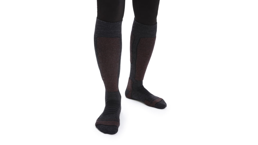 Icebreaker Ski+ Medium Over The Calf Socks - Womens, Jet Heather/Espresso/Black, Large, IB104881263L