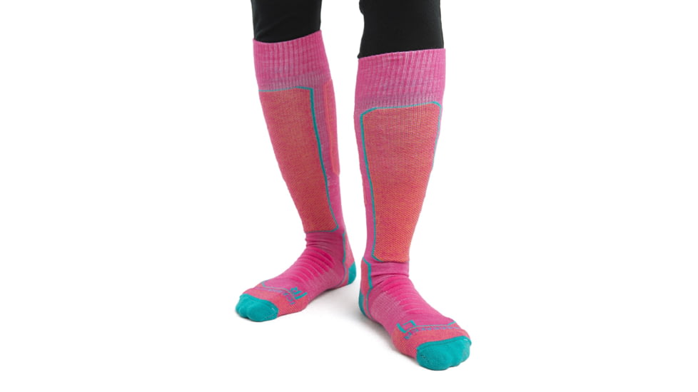Icebreaker Ski+ Medium Over The Calf Socks - Womens, Tempo/Flux Green/Earth, Small, IB104881956S