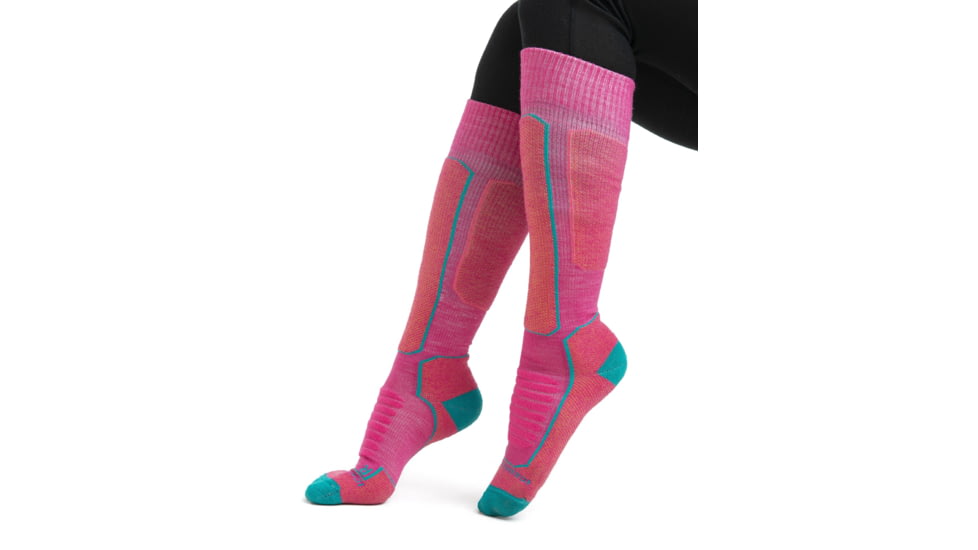 Icebreaker Ski+ Medium Over The Calf Socks - Womens, Tempo/Flux Green/Earth, Small, IB104881956S