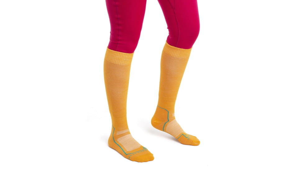 Icebreaker Ski+ Ultralight Over The Calf Socks - Womens, Solar/Flux Green/Earth, Small, IB104784968S