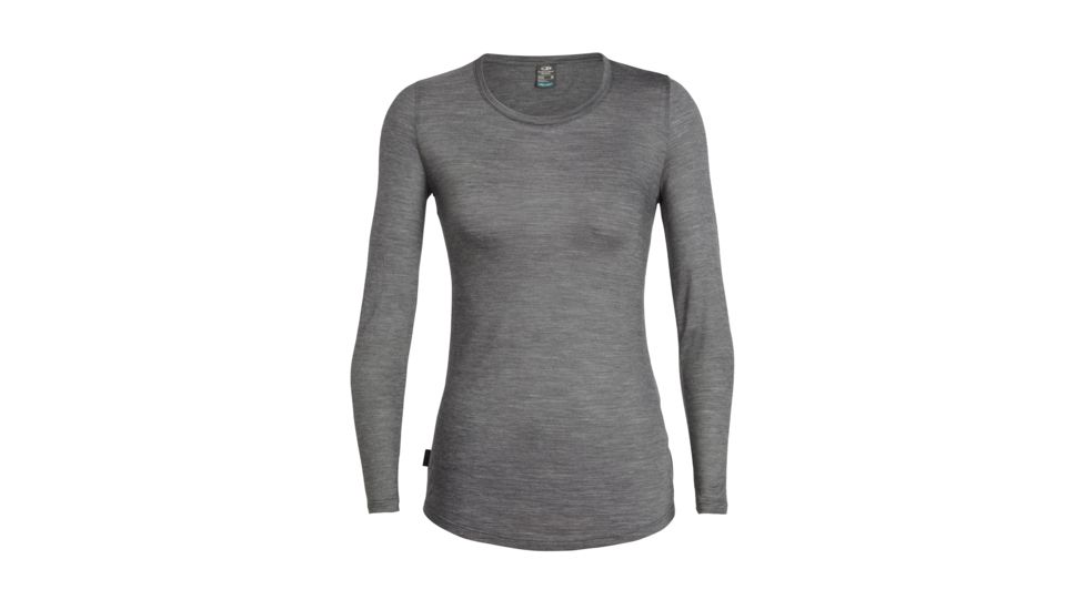 Icebreaker Cool-Lite Sphere Long Sleeve Low Crewe - Women's, Panther/Snow/Stripe, Medium, 104677001M