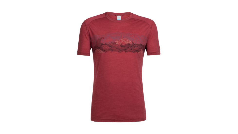 Icebreaker Sphere Short Sleeve Crewe Turbulent Stripe, Vintage Red, S, 104174601S