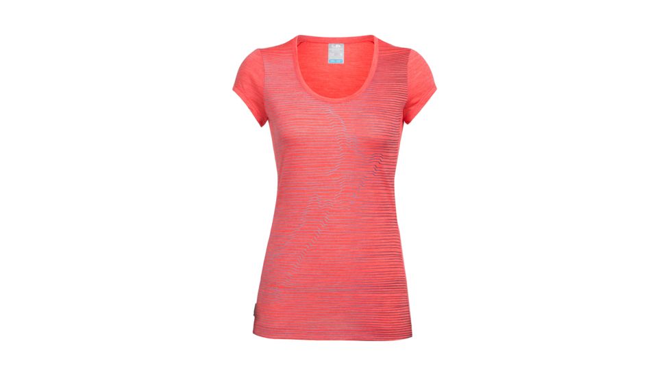 Icebreaker Sphere Short Sleeve Scoop Cool Relief, Poppy Red Hthr, S, 104165601S