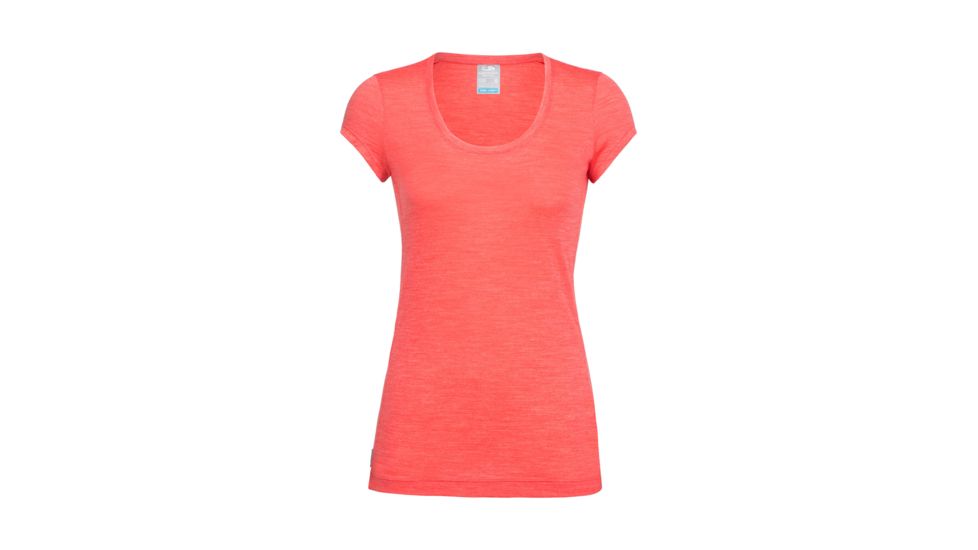 Icebreaker Sphere Short Sleeve Scoop, Poppy Red Hthr, L, 104263601L