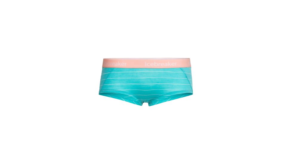 Icebreaker Sprite Hot Pants - Women's, Lagoon/Dew/Stripe, Large, 103023407L
