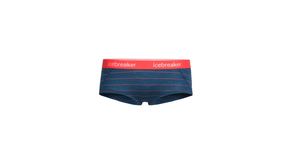 Icebreaker Sprite Hot Pants - Women's, Prussian Blue/Poppy Red/Stripe, Extra Small, 103023408XS