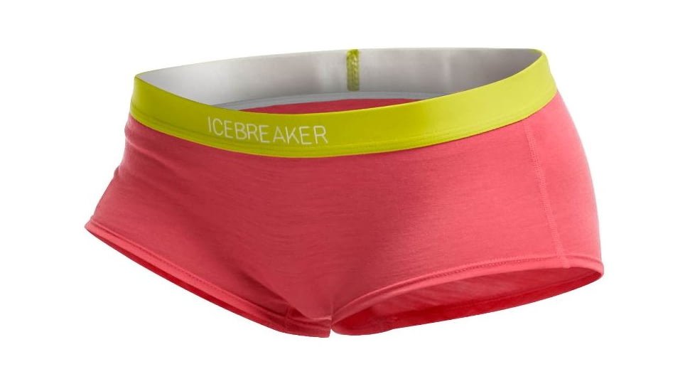 Icebreaker Sprite Hot Pants - Women's, Grapefruit/Chartreuse/Chartreuse, Small, 102491-Grapefruit/Chartreuse/Chartreuse-Small