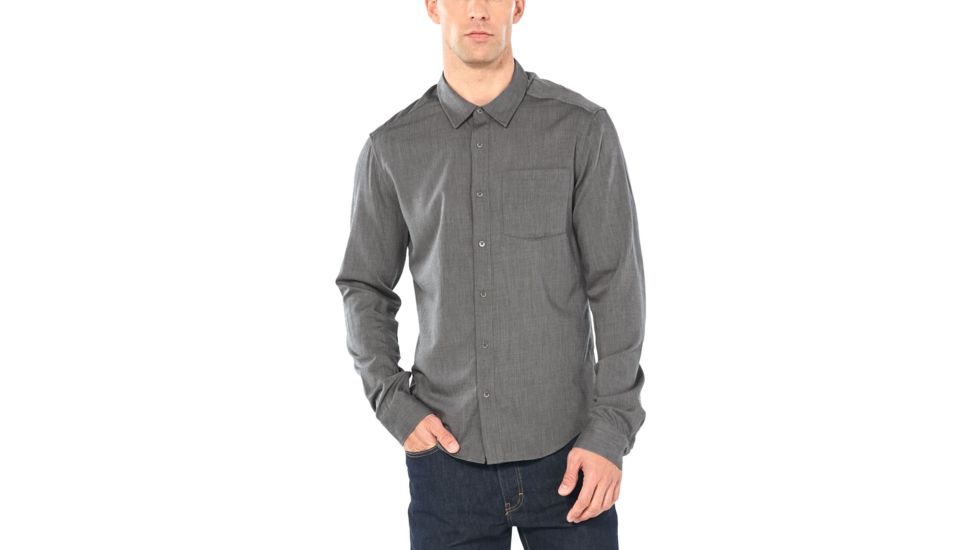 Icebreaker Steveston Long Sleeve Flannel Shirt - Mens, Gritstone HTHR, Small, 104821013S