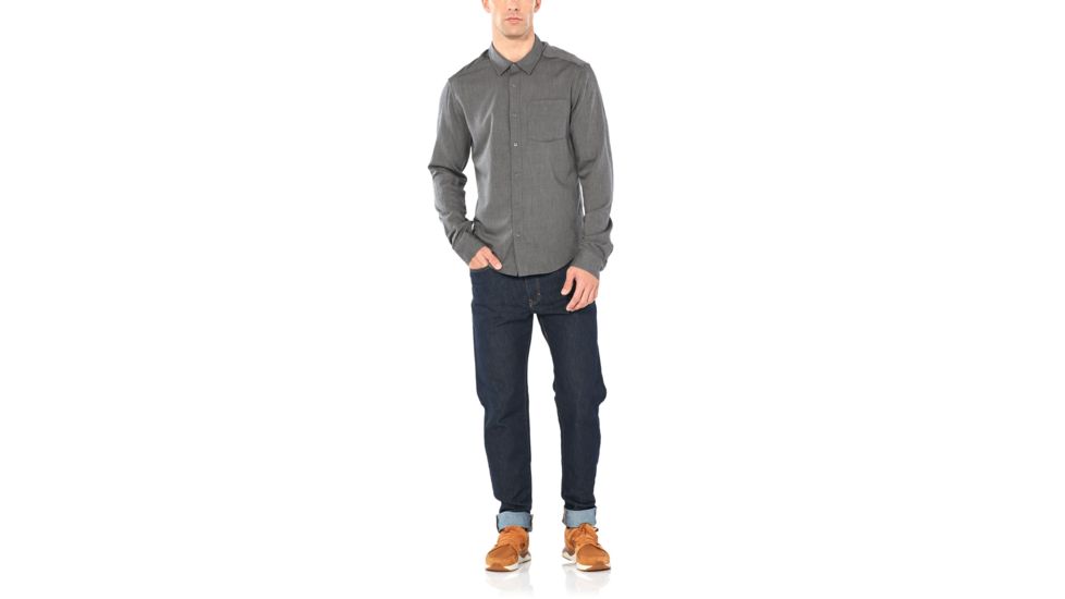 Icebreaker Steveston Long Sleeve Flannel Shirt - Mens, Gritstone HTHR, Small, 104821013S