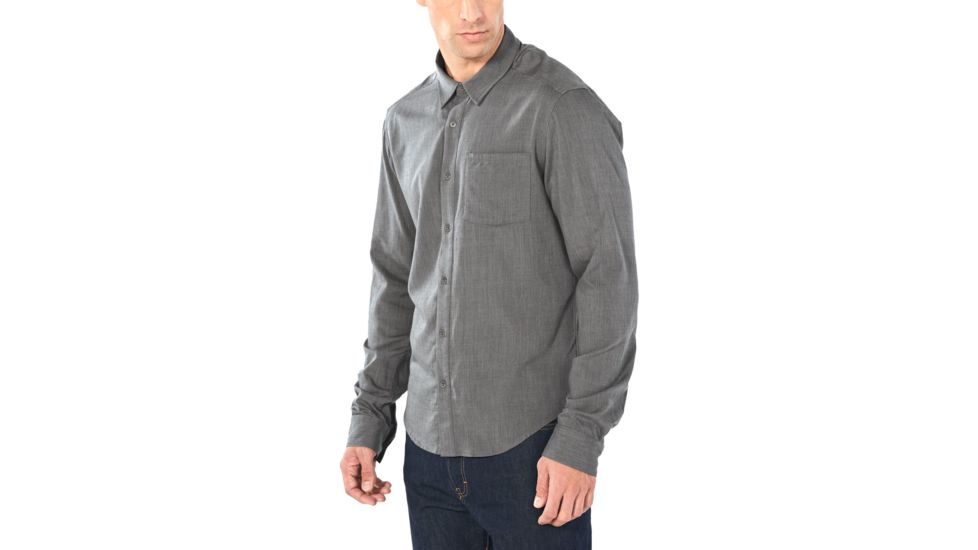 Icebreaker Steveston Long Sleeve Flannel Shirt - Mens, Gritstone HTHR, Small, 104821013S