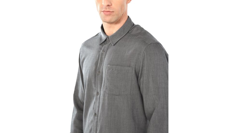 Icebreaker Steveston Long Sleeve Flannel Shirt - Mens, Gritstone HTHR, Small, 104821013S
