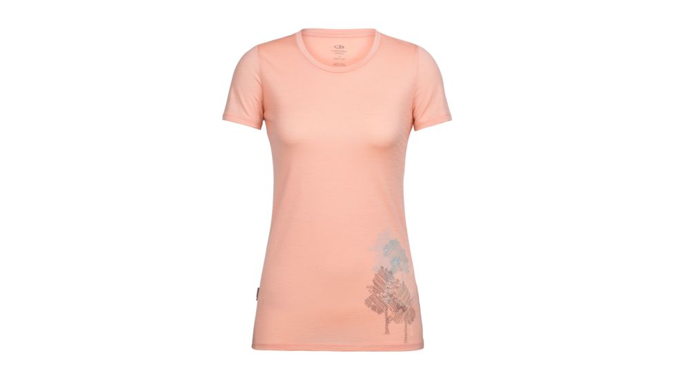 Icebreaker Tech Lite Short Sleeve Low Crewe Through the Forest, Sorbet, L, 104154801L