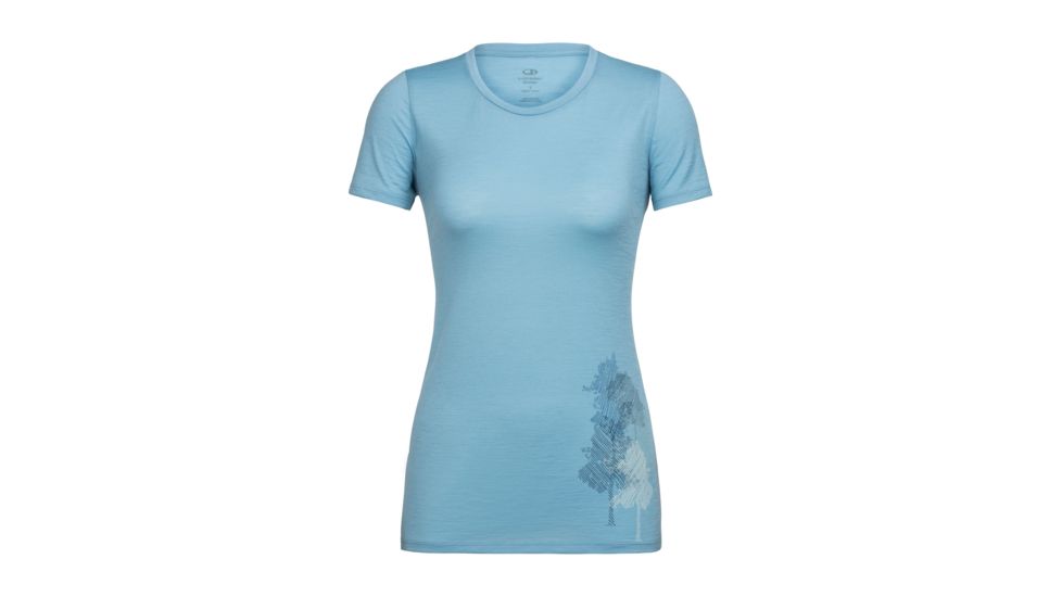 Icebreaker Tech Lite Short Sleeve Low Crewe Through the Forest, Waterfall, L, 104154401L