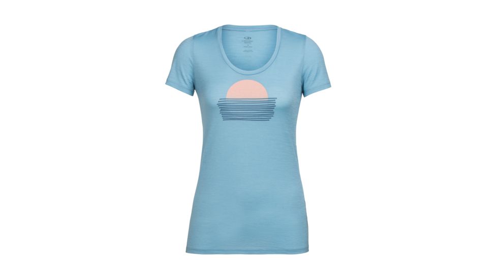 Icebreaker Tech Lite Short Sleeve Scoop Setting Sun, Waterfall, L, 104157401L