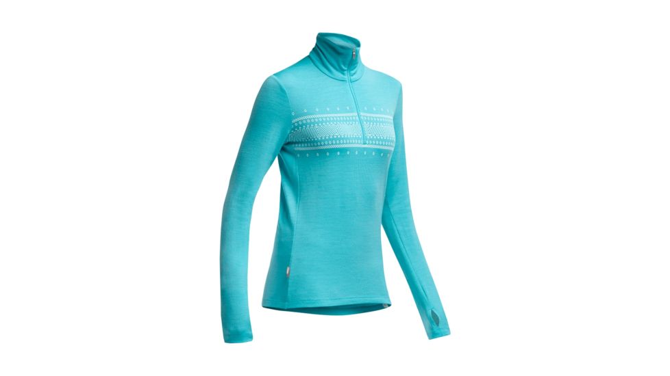 Icebreaker Tech Long Sleeve Half Zip Top - Women's-Fair Isle Glacier-Medium