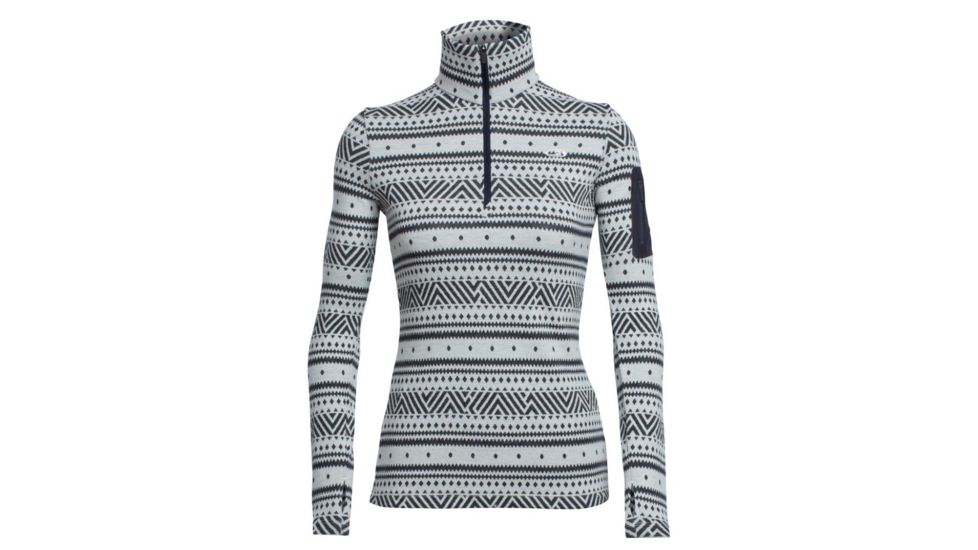 Icebreaker Vertex Long Sleeve Half Zip - Women's-Icon Fairisle Snow/Jet Heather-Small