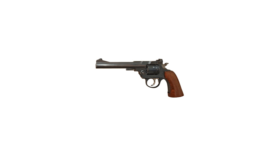 Iver Johnson Arms 66-Trailsman Revolver, .22 Long Rifle, 6in barrel, blued finish steel frame, brown plastic grip, revolving chamber, fixed blade and notch, 8 round cylinder, IJ-66 TL-.22LR-6-1-FRRMPG