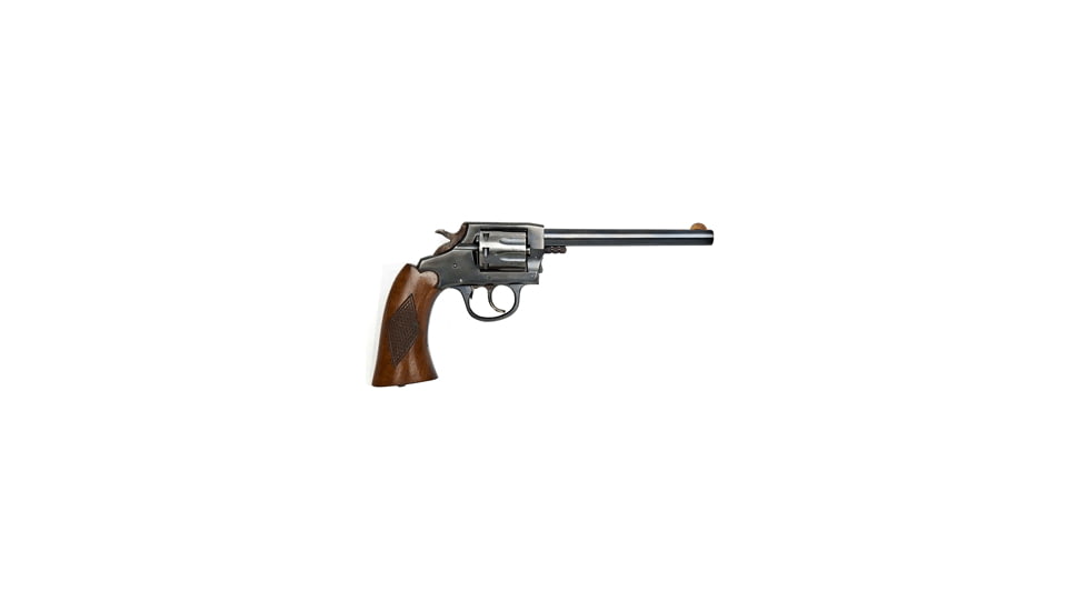 Iver Johnson Arms Target-Sealed-Eight Revolver, .22 Long Rifle, 6in barrel, blued finish steel frame, checkered wood grip, revolving chamber, fixed blade and notch, 8 round cylinder, IJ-TS8-.22LR-6-1-FRRMPG