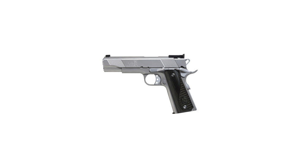 Iver Johnson Arms Eagle Pistol, 10mm Auto, 5in barrel, stainless steel frame, black diamond wood grip, recoil operated semi-automatic, fixed front, adjustable rear, 8 round magazine, IJ-EGL-10MM-5-1-FRRMPG