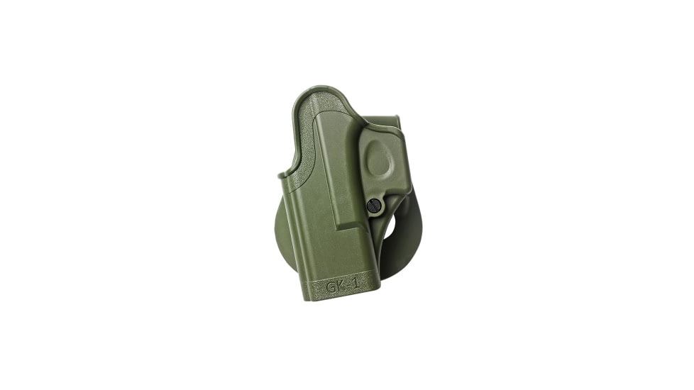 IMI Defense One Piece OWB Paddle Polymer Holster, Glock 17/18/19/19X/26/27/28/31/32/36/45,Glock 22/23,Bul M-5, Left Hand, O.D. Green, IMI-Z8010LH(GK1L)O.D. GREEN
