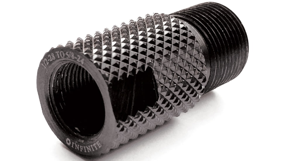 Infinite Product Solutions 1/2-28 - 5/8-24 Thread Adapter, Black, Knurled, 1228-5824-BS-K
