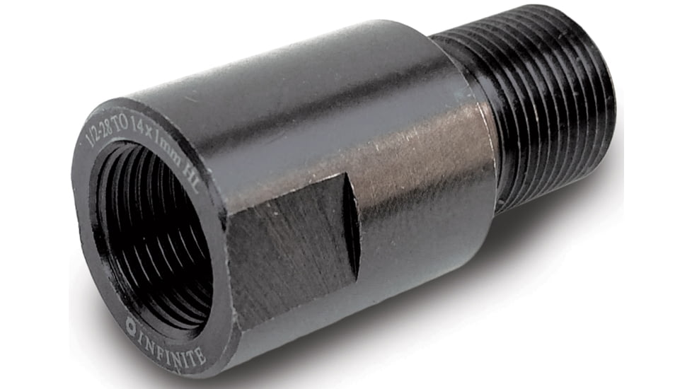 Infinite Product Solutions 1/2-28 - M14 x 1 LH Thread Adapter, Black, Smooth, 1228-14LH-BS