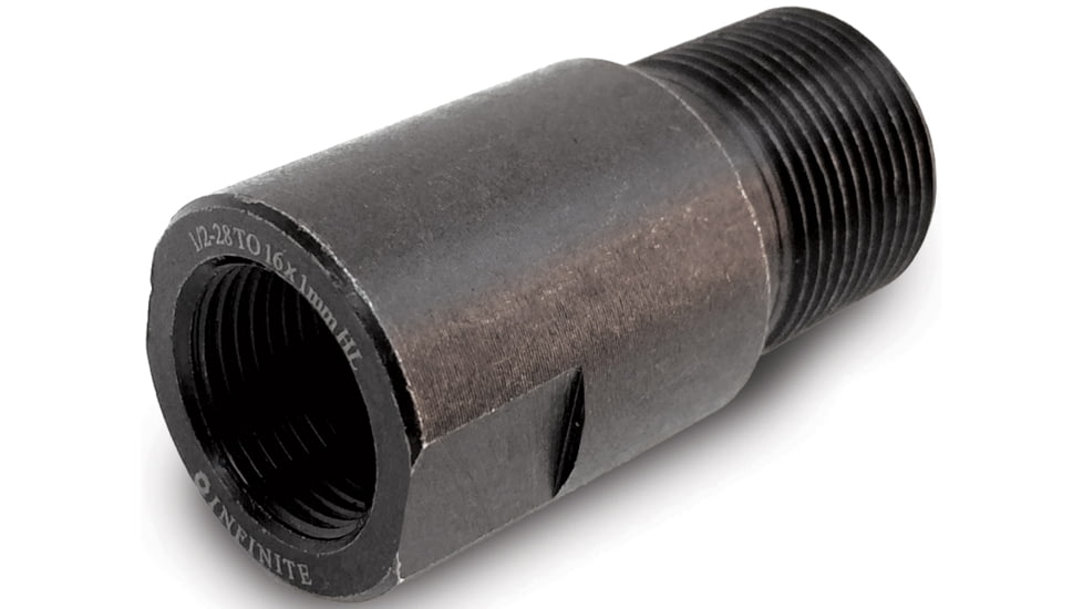 Infinite Product Solutions 1/2-28 - M16 x 1 LH Thread Adapter, Black, Smooth, 1228-16LH-BS