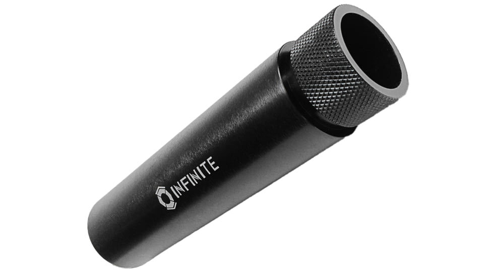 Infinite Product Solutions Fake Suppressor w/Knurled End, .22 Hornet/.223 Remington/5.56x45mm NATO/9mm Luger, 1/2x28, Anodized Aluminum, Black, Black Anodize, FKSUP-1228-BA-CW