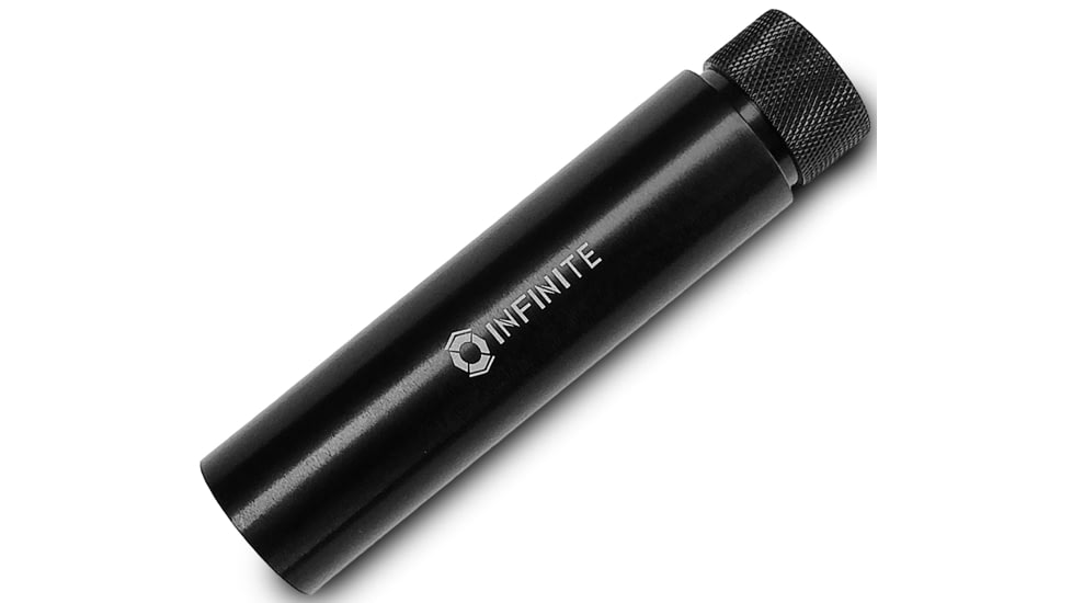 Infinite Product Solutions Fake Suppressor w/Knurled End, .22 Hornet/.223 Remington/5.56x45mm NATO/9mm Luger, 1/2x28, Anodized Aluminum, Black, Black Anodize, FKSUP-1228-BA-CW